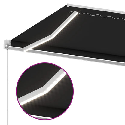 Luifel Handmatig Uittrekbaar Met Led 350X250 Cm Antracietkleur 350 x 250 cm