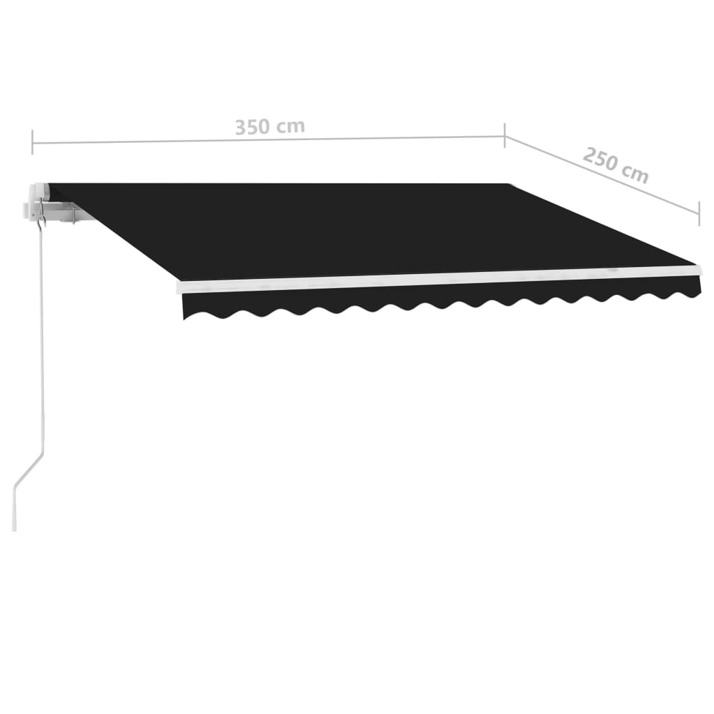 Luifel Handmatig Uittrekbaar Met Led 350X250 Cm Antracietkleur 350 x 250 cm