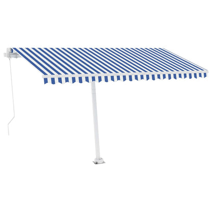 Luifel vrijstaand handmatig uittrekbaar 400x300 cm blauw en wit