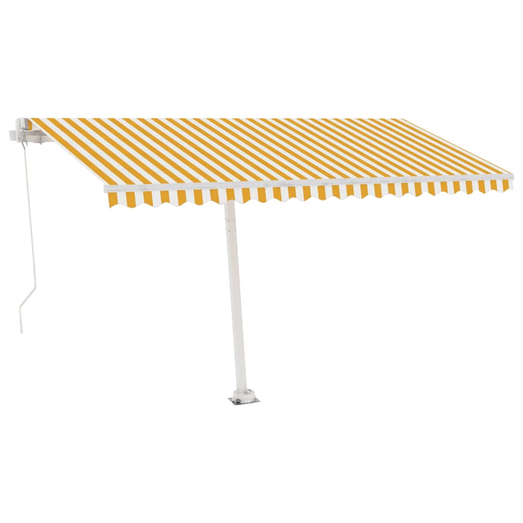 Luifel vrijstaand handmatig uittrekbaar 400x300 cm geel en wit