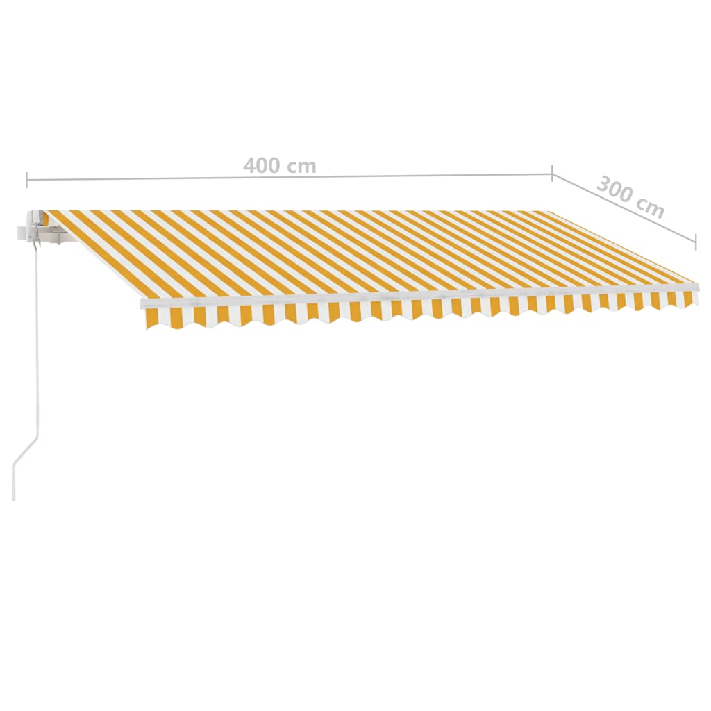 Luifel vrijstaand handmatig uittrekbaar 400x300 cm geel en wit