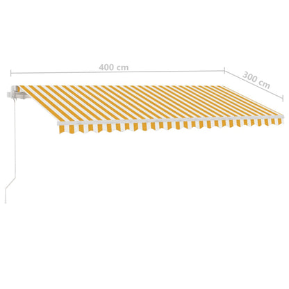 Luifel vrijstaand handmatig uittrekbaar 400x300 cm geel en wit