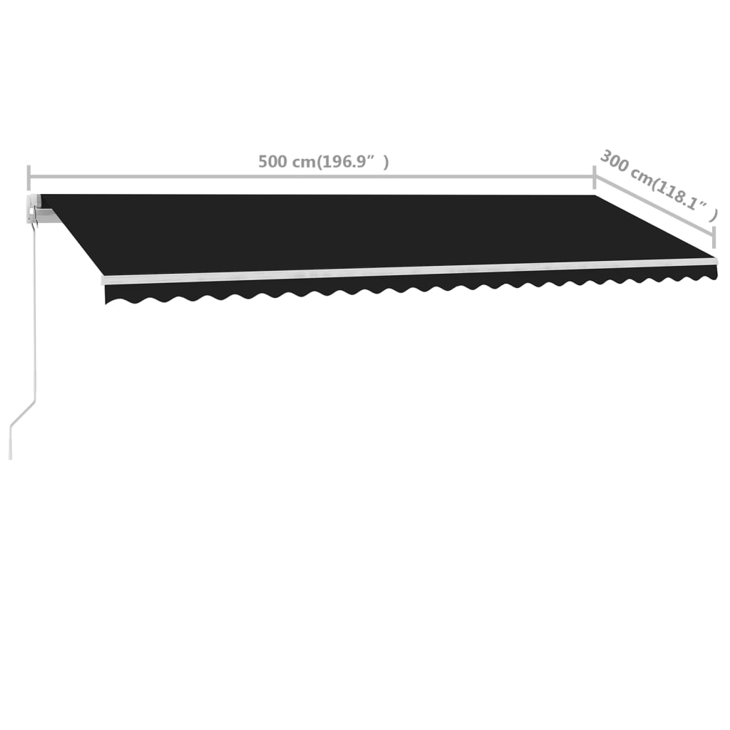 Luifel vrijstaand handmatig uittrekbaar 500x300 cm antraciet