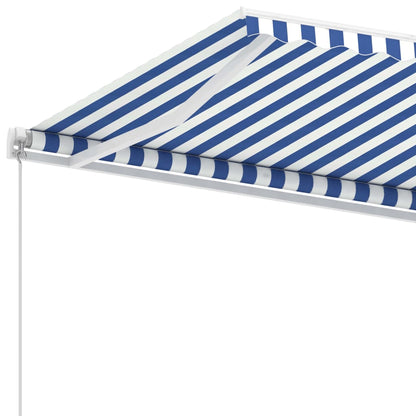 Luifel Vrijstaand Handmatig Uittrekbaar 600X300 Cm Blauw En Wit 600 x 300 cm