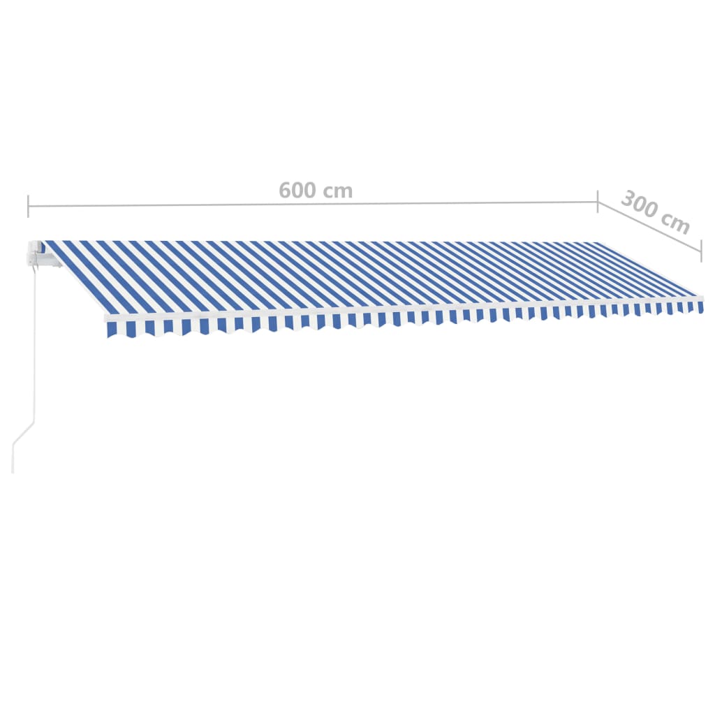 Luifel Vrijstaand Handmatig Uittrekbaar 600X300 Cm Blauw En Wit 600 x 300 cm