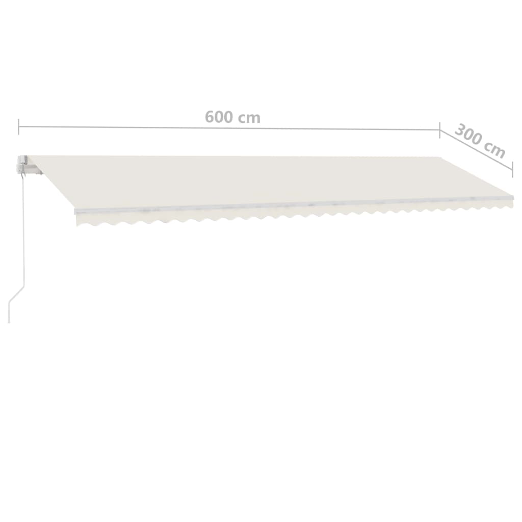 Luifel Vrijstaand Handmatig Uittrekbaar 600X300 Cm Crèmekleurig 600 x 300 cm