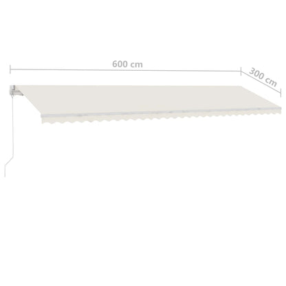 Luifel Vrijstaand Handmatig Uittrekbaar 600X300 Cm Crèmekleurig 600 x 300 cm