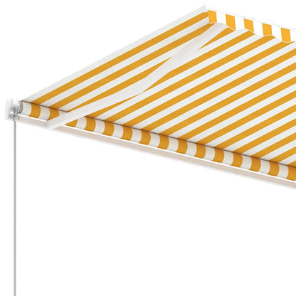 Luifel vrijstaand handmatig uittrekbaar 600x300 cm geel en wit