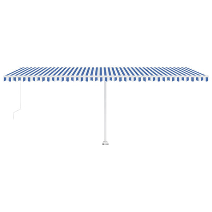 Luifel handmatig uittrekbaar met LED 600x300 cm blauw en wit