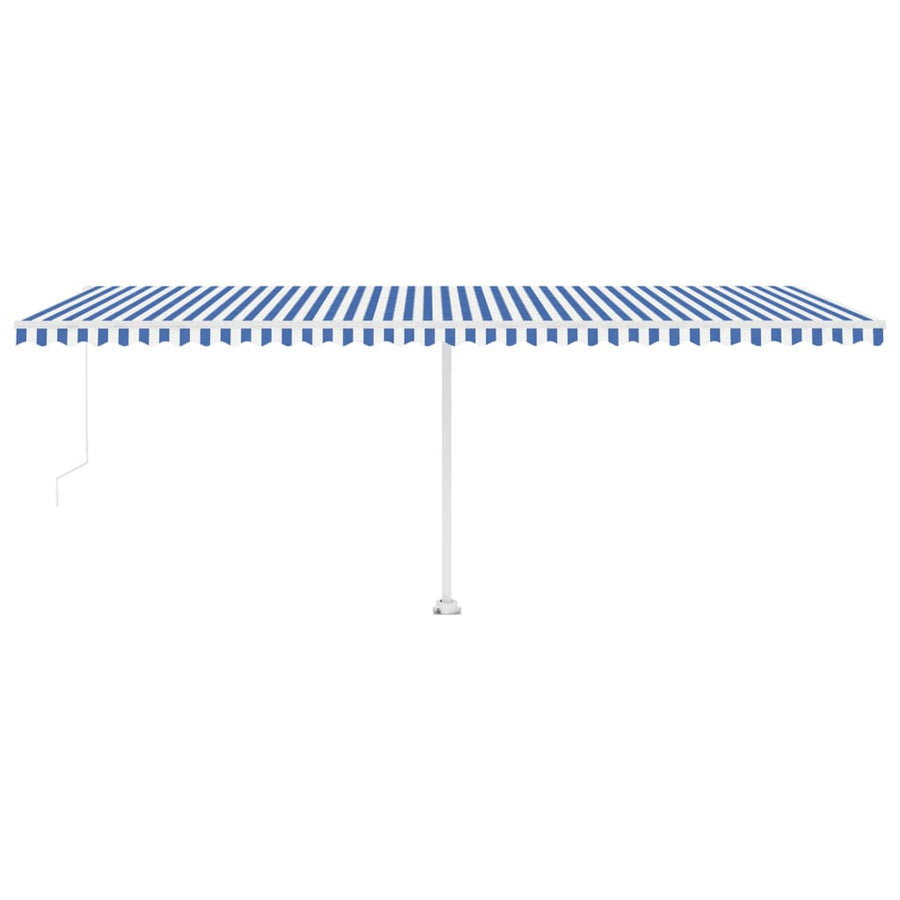Luifel handmatig uittrekbaar met LED 600x300 cm blauw en wit