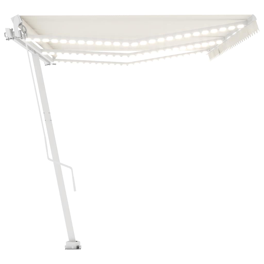 Luifel handmatig uittrekbaar met LED 600x300 cm crèmekleurig