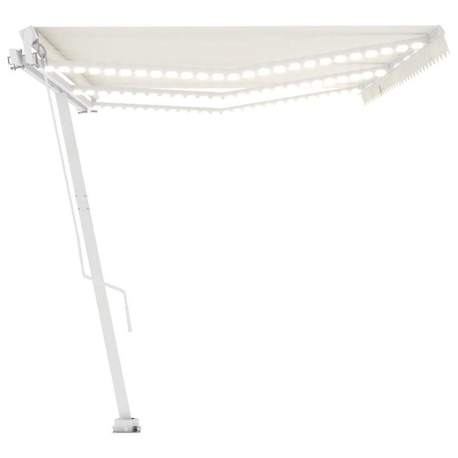 Luifel handmatig uittrekbaar met LED 600x300 cm crèmekleurig