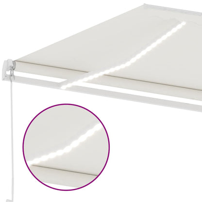 Luifel handmatig uittrekbaar met LED 600x300 cm crèmekleurig