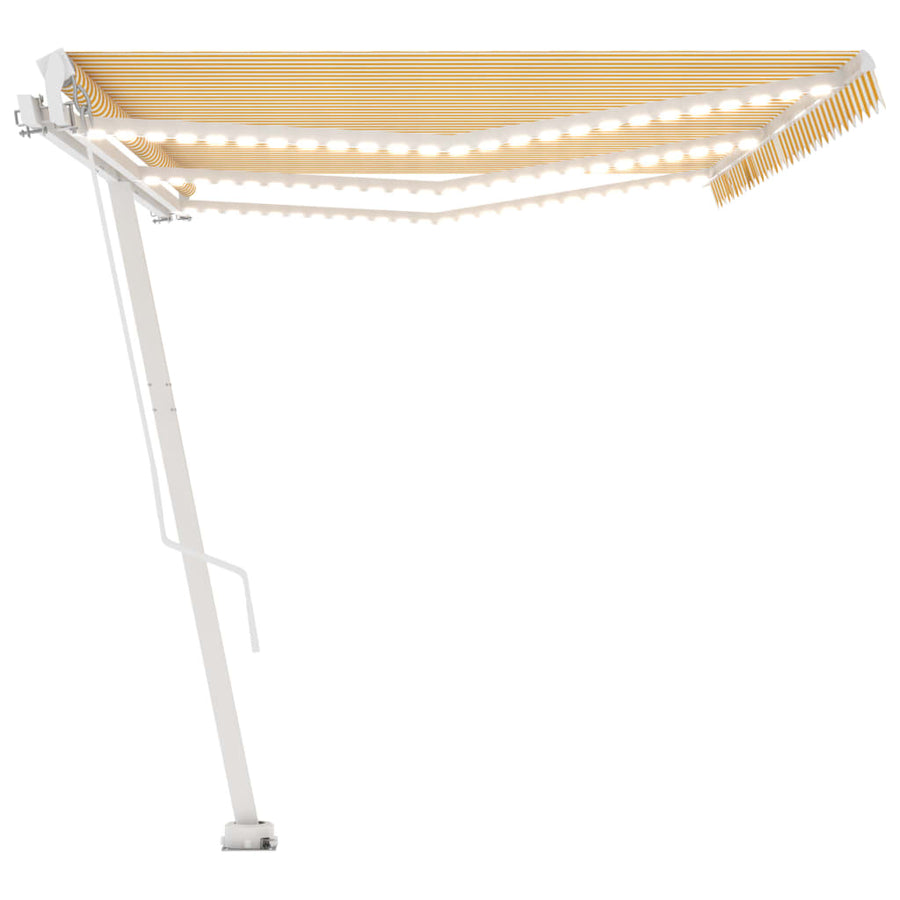 Luifel handmatig uittrekbaar met LED 600x300 cm geel en wit
