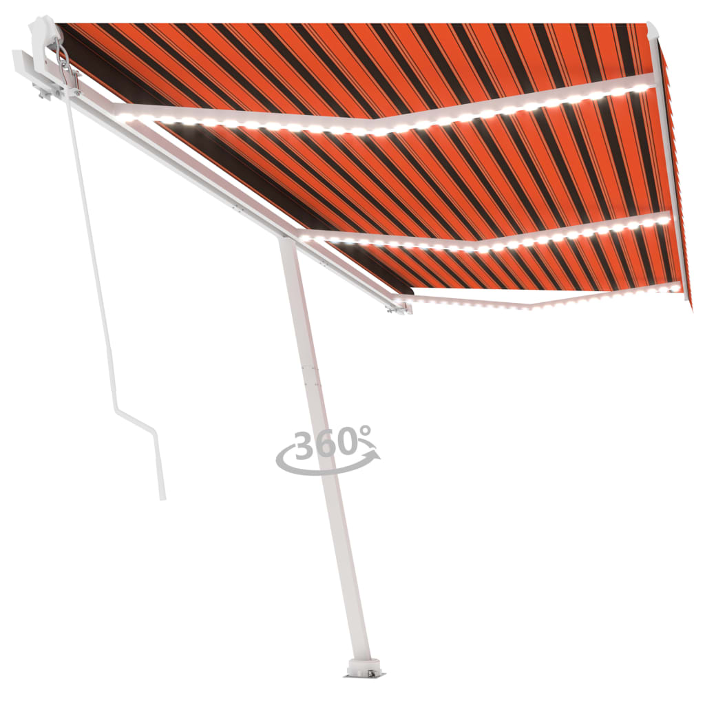 Luifel Handmatig Uittrekbaar Met Led 600X300 Cm Oranje En Bruin 600 x 300 cm Multikleur