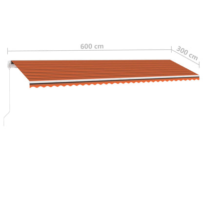 Luifel Handmatig Uittrekbaar Met Led 600X300 Cm Oranje En Bruin 600 x 300 cm Multikleur