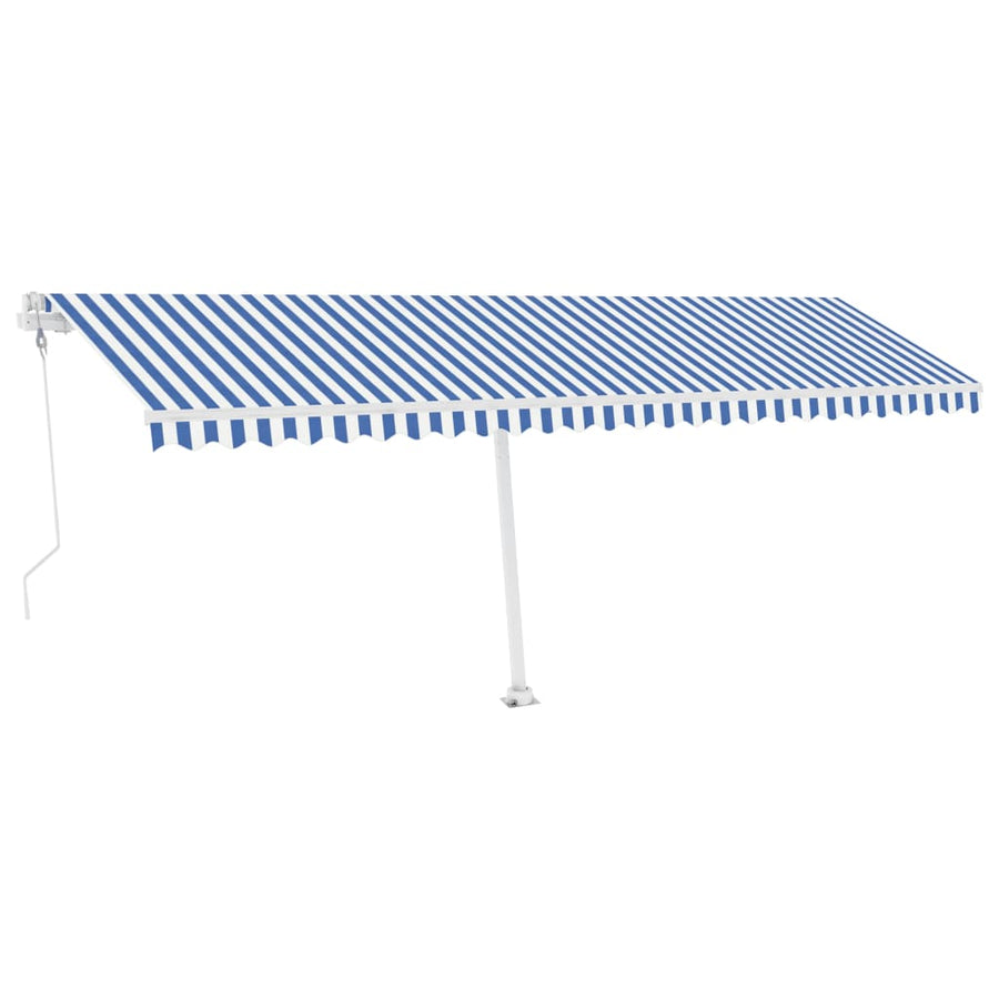 Luifel automatisch met LED en windsensor 600x300 cm blauw wit