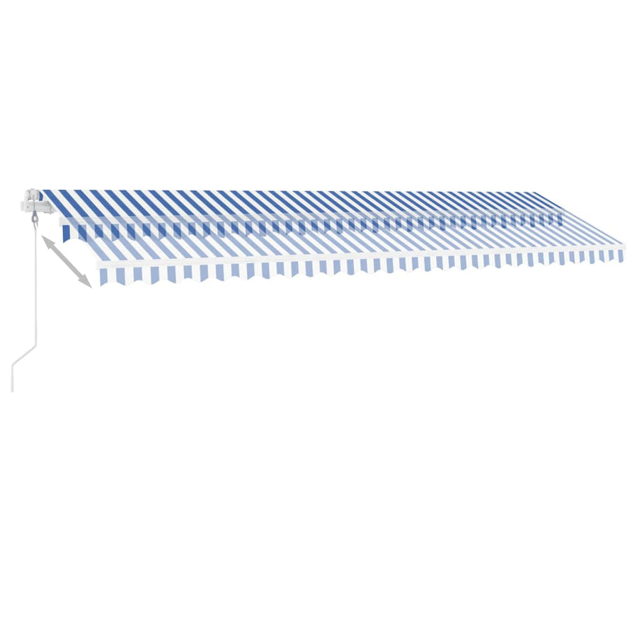 Luifel automatisch met LED en windsensor 600x300 cm blauw wit