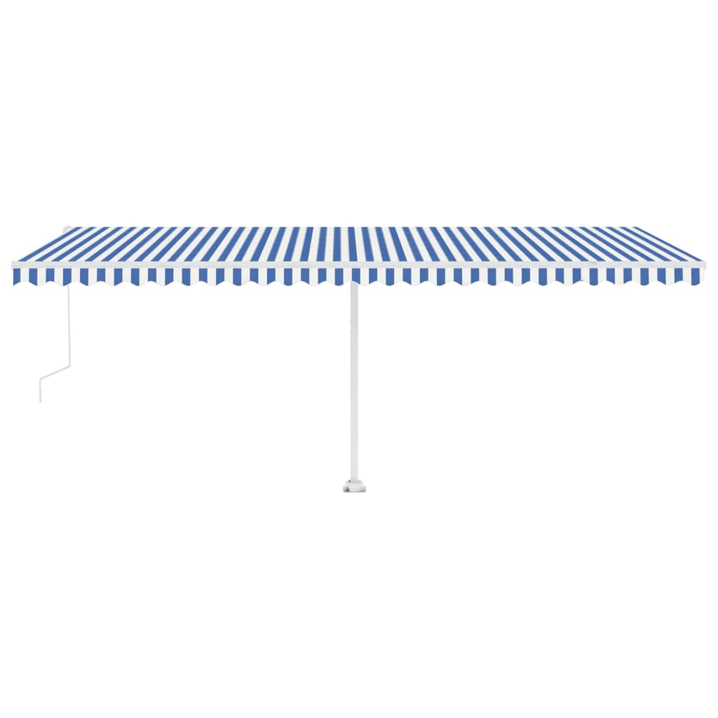 Luifel automatisch met LED en windsensor 600x300 cm blauw wit