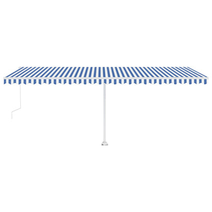 Luifel automatisch met LED en windsensor 600x300 cm blauw wit