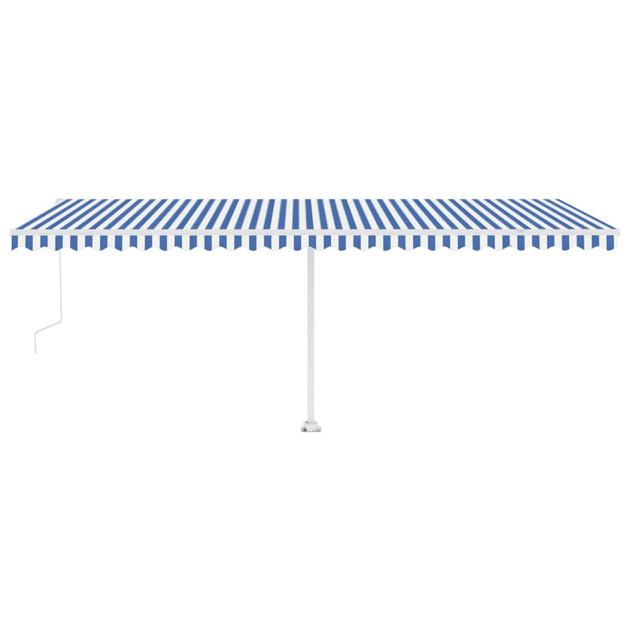 Luifel automatisch met LED en windsensor 600x300 cm blauw wit