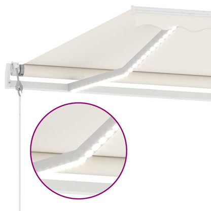 Luifel automatisch met LED en windsensor 600x300 cm crèmekleur