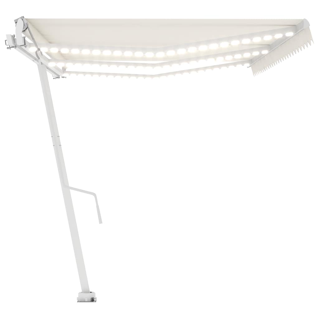 Luifel automatisch met LED en windsensor 600x300 cm crèmekleur