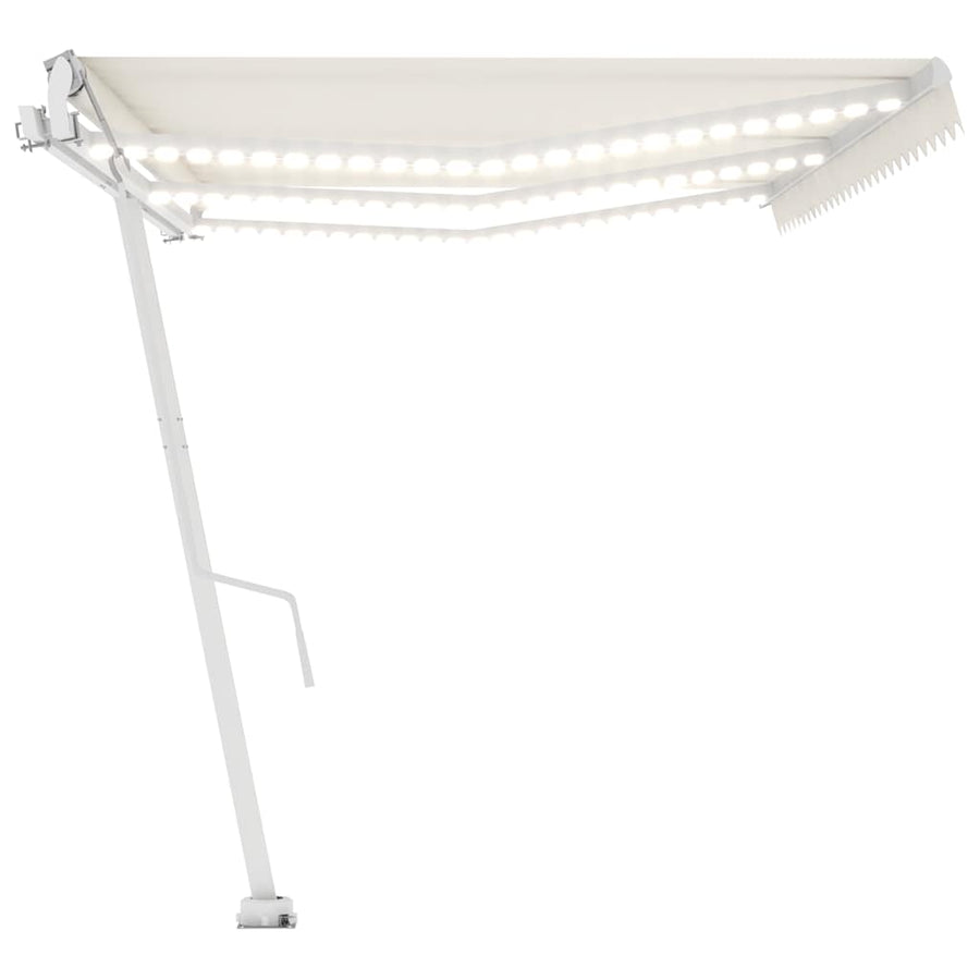Luifel automatisch met LED en windsensor 600x300 cm crèmekleur