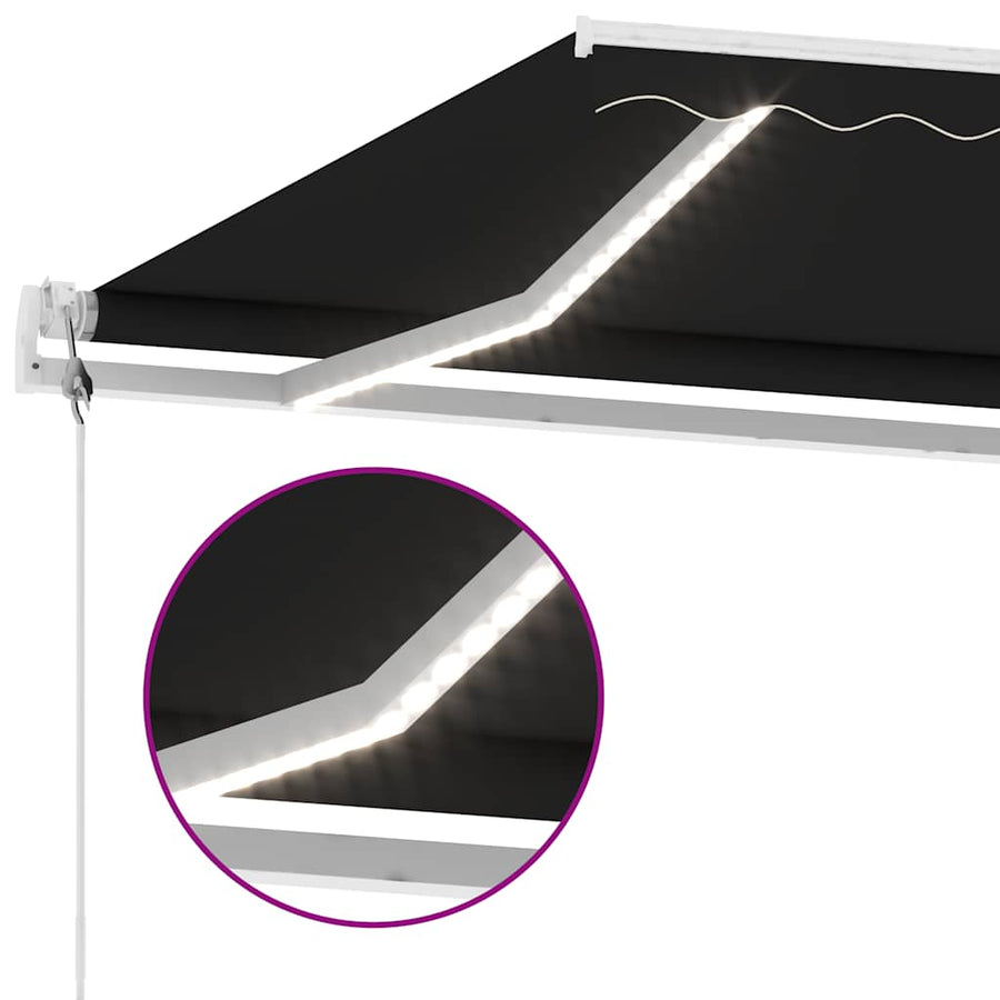 Luifel automatisch met LED en windsensor 600x300 cm antraciet