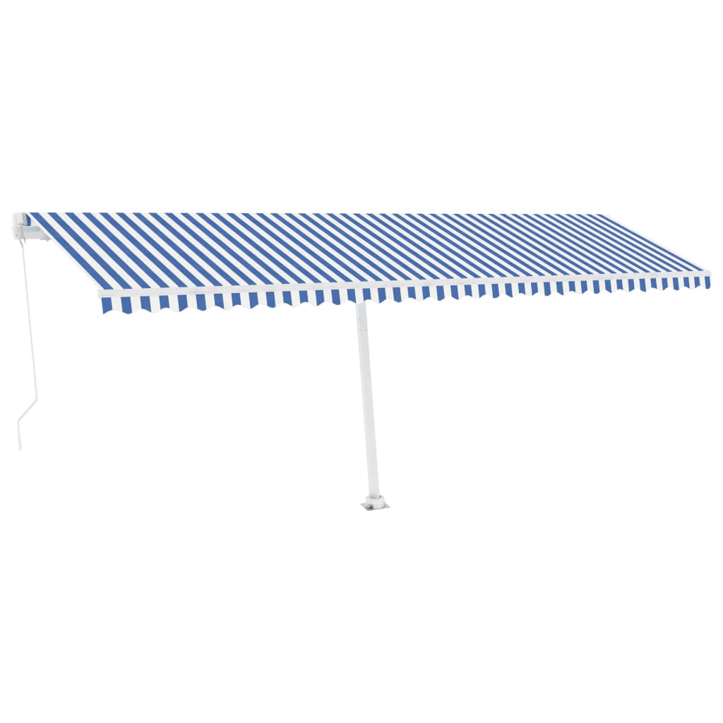 Luifel Vrijstaand Handmatig Uittrekbaar 600X350 Cm Blauw En Wit 600 x 350 cm