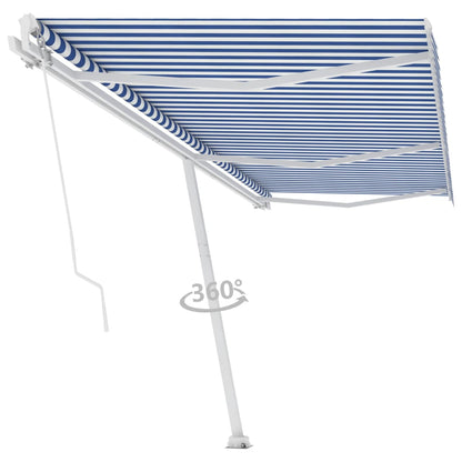 Luifel Vrijstaand Handmatig Uittrekbaar 600X350 Cm Blauw En Wit 600 x 350 cm