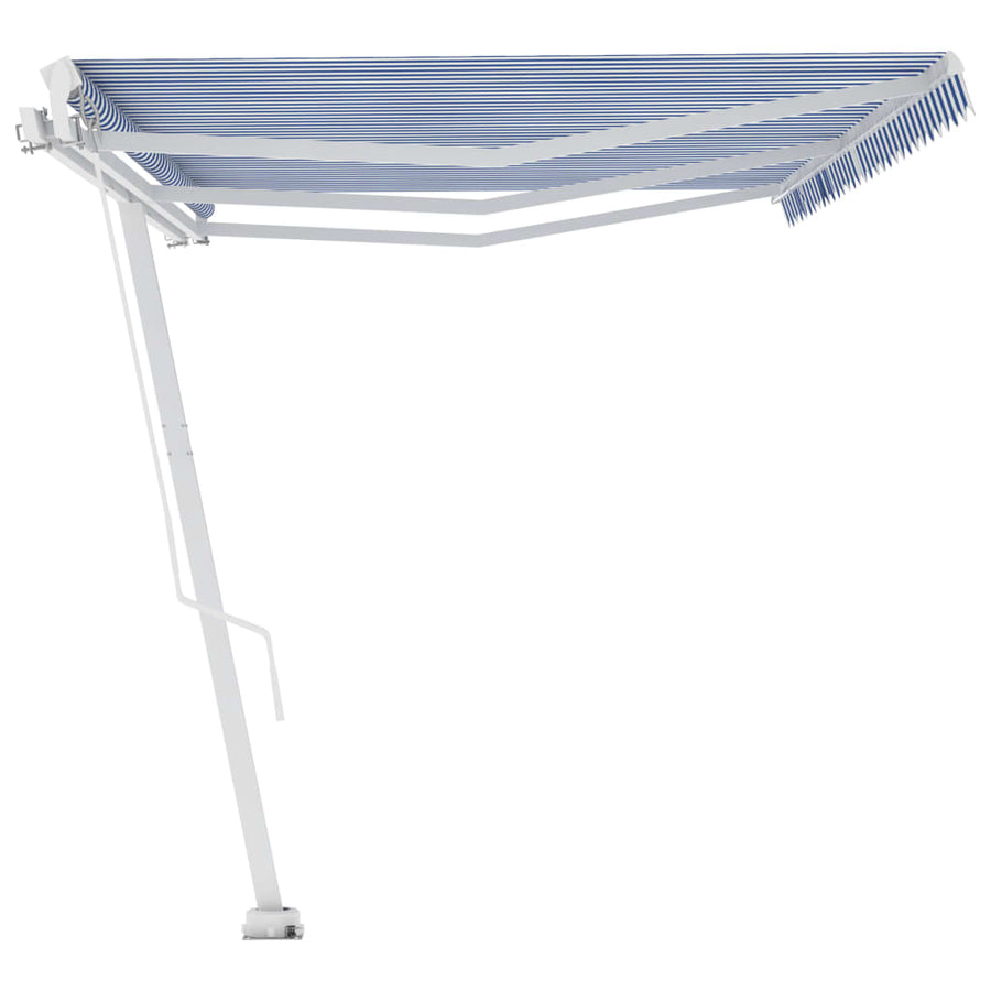 Luifel vrijstaand handmatig uittrekbaar 600x350 cm blauw en wit