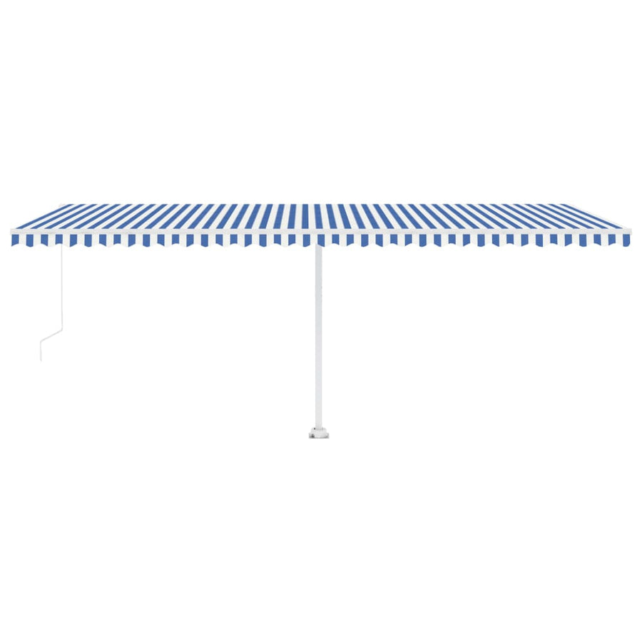 Luifel handmatig uittrekbaar met LED 600x350 cm blauw en wit