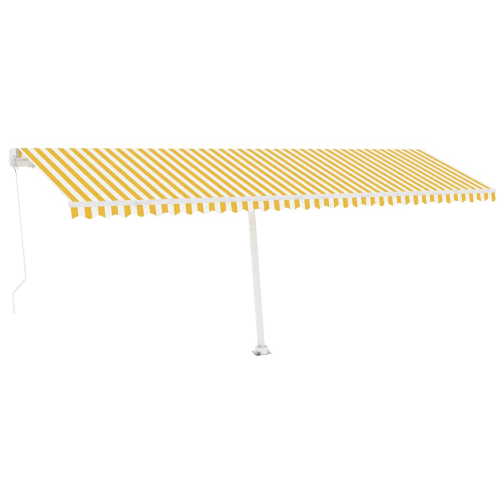 Luifel Handmatig Uittrekbaar Met Led 600X350 Cm Geel En Wit 600 x 350 cm