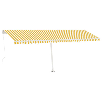 Luifel Handmatig Uittrekbaar Met Led 600X350 Cm Geel En Wit 600 x 350 cm