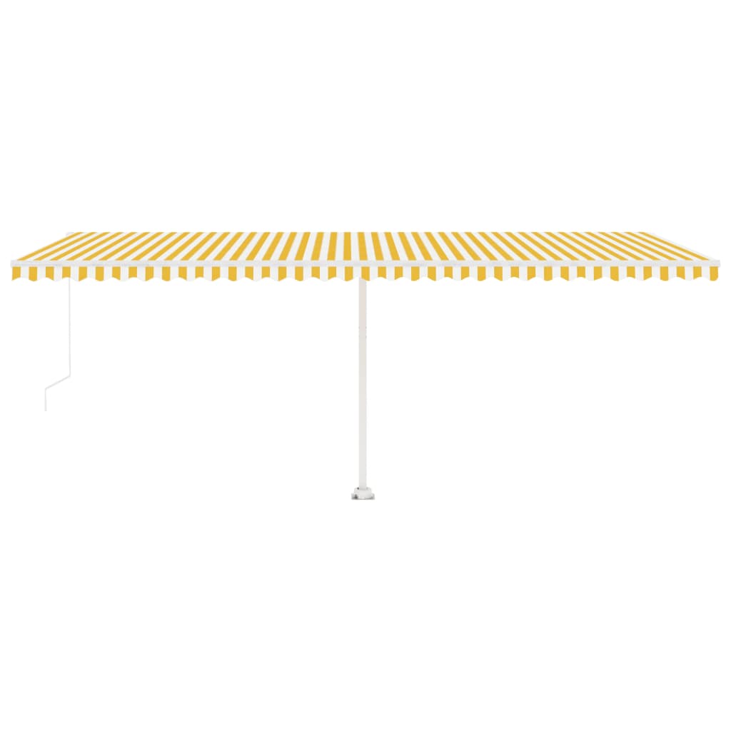Luifel Handmatig Uittrekbaar Met Led 600X350 Cm Geel En Wit 600 x 350 cm