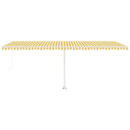 Luifel Handmatig Uittrekbaar Met Led 600X350 Cm Geel En Wit 600 x 350 cm