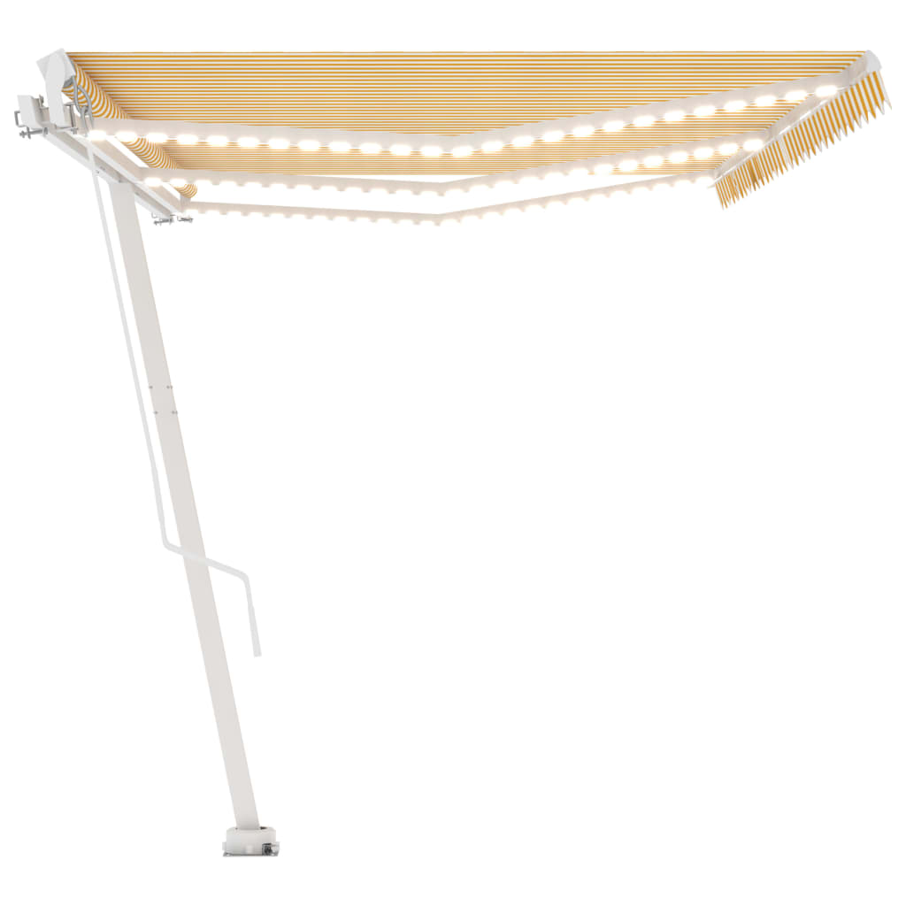 Luifel Handmatig Uittrekbaar Met Led 600X350 Cm Geel En Wit 600 x 350 cm