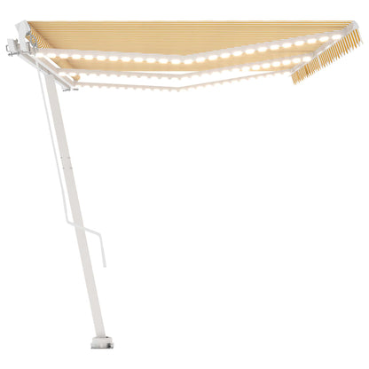 Luifel Handmatig Uittrekbaar Met Led 600X350 Cm Geel En Wit 600 x 350 cm