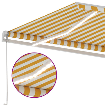 Luifel Handmatig Uittrekbaar Met Led 600X350 Cm Geel En Wit 600 x 350 cm