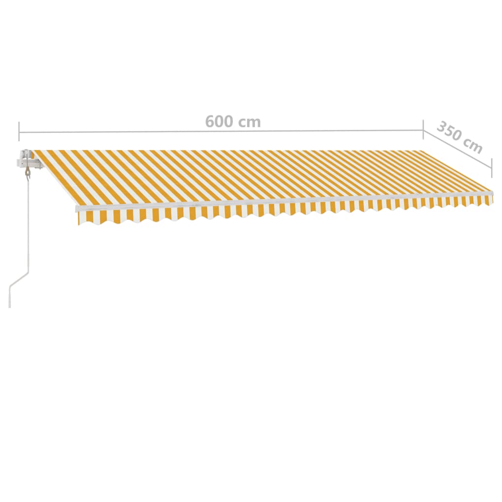 Luifel Handmatig Uittrekbaar Met Led 600X350 Cm Geel En Wit 600 x 350 cm