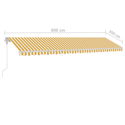 Luifel Handmatig Uittrekbaar Met Led 600X350 Cm Geel En Wit 600 x 350 cm