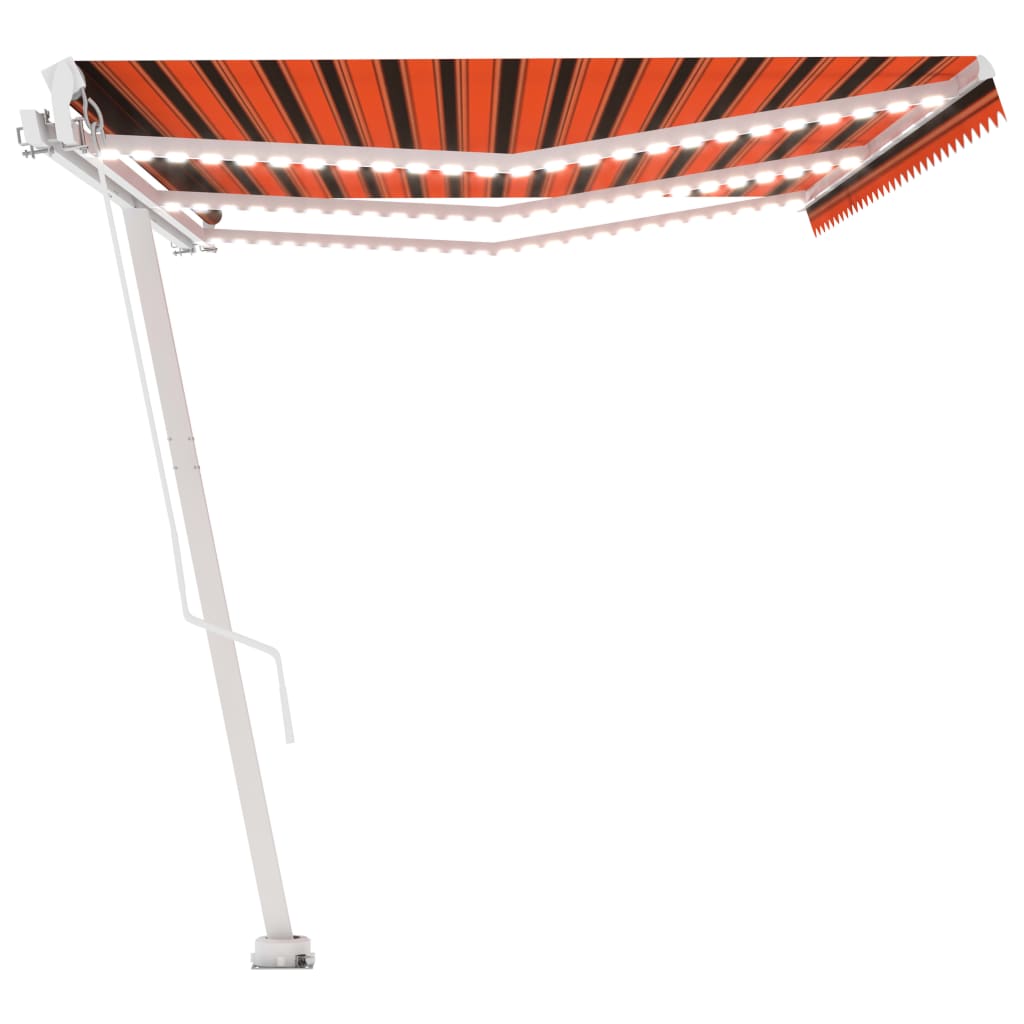Luifel Handmatig Uittrekbaar Met Led 600X350 Cm Oranje En Bruin 600 x 350 cm Multikleur