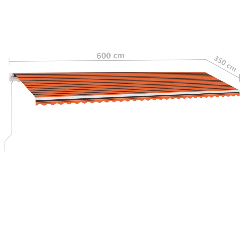 Luifel Handmatig Uittrekbaar Met Led 600X350 Cm Oranje En Bruin 600 x 350 cm Multikleur