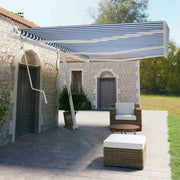 Luifel vrijstaand automatisch 600x350 cm blauw wit