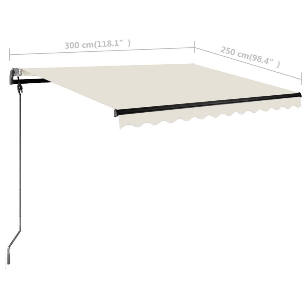 Luifel Vrijstaand Handmatig Uittrekbaar Kleurig 300 x 250 cm Crème
