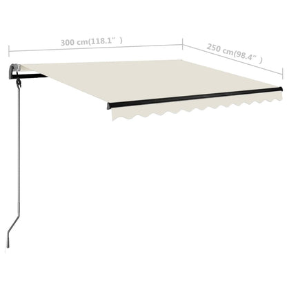 Luifel Vrijstaand Handmatig Uittrekbaar Kleurig 300 x 250 cm Crème