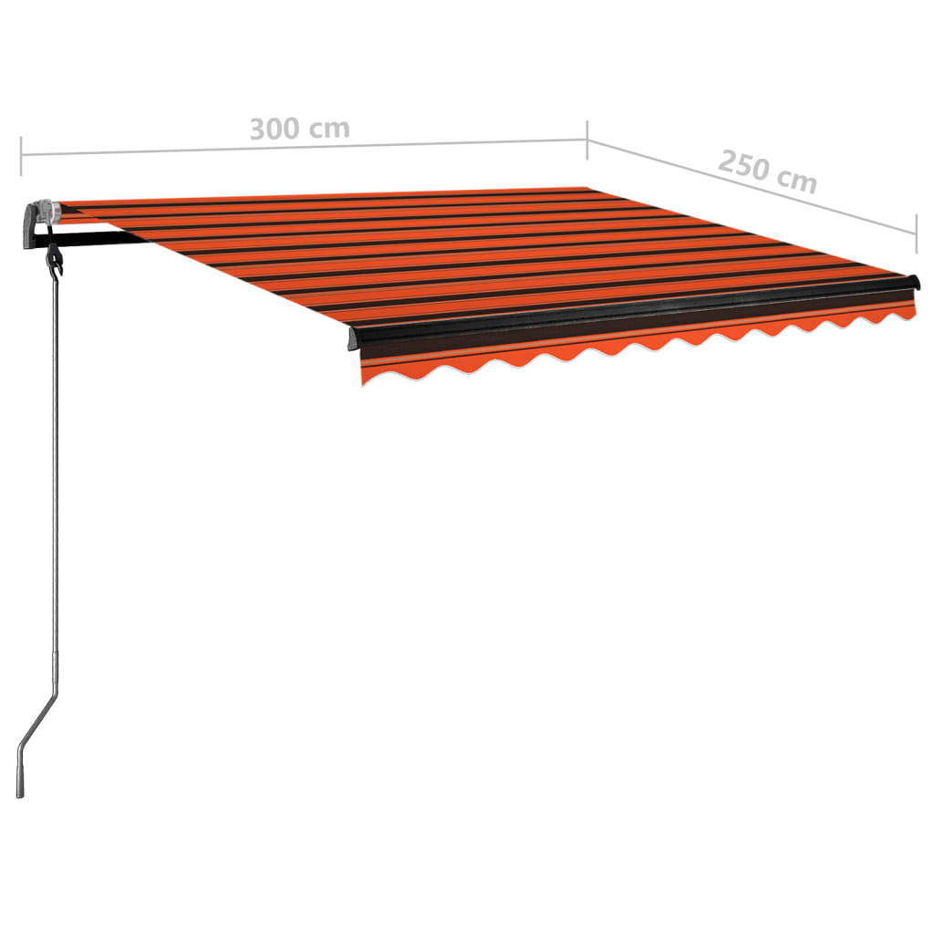 Luifel Vrijstaand Handmatig Uittrekbaar Oranje Bruin 300 x 250 cm Multikleur