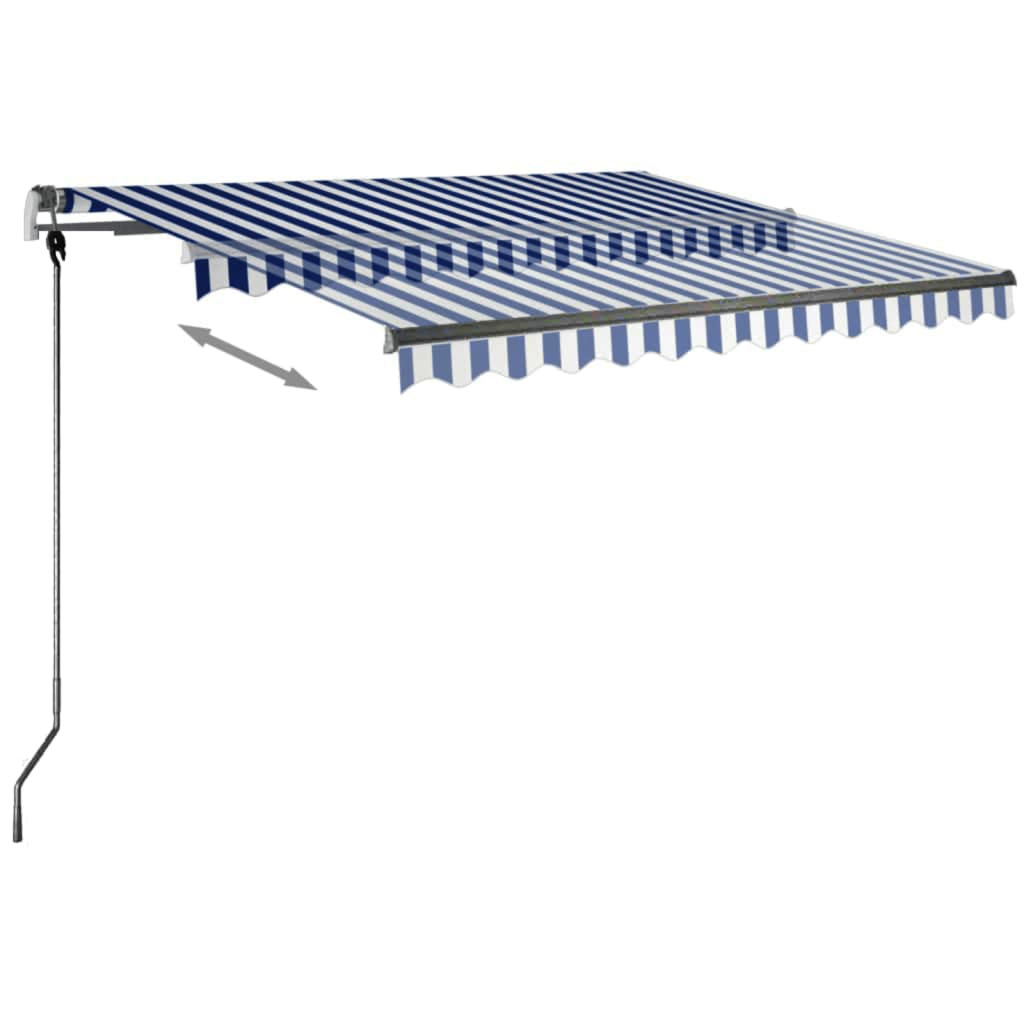 Luifel Handmatig Uittrekbaar Met Led 300 x 250 cm Blauw en wit