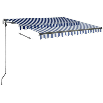 Luifel Handmatig Uittrekbaar Met Led 300 x 250 cm Blauw en wit